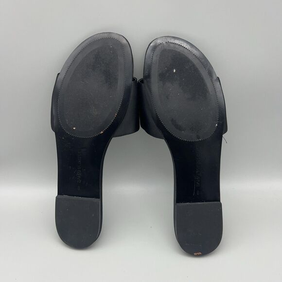 Banana Republic Sandals Womens 8 Black Slide Slip On Open Toe Flat Shoes Minimal - Picture 8 of 10